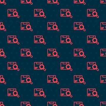 Red line Search package icon isolated seamless pattern on black background イラスト素材