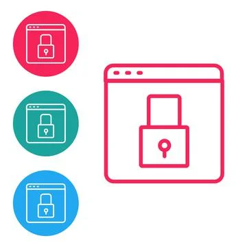 Red line Secure your site with HTTPS, SSL icon isolated on white background Ilustración de archivo