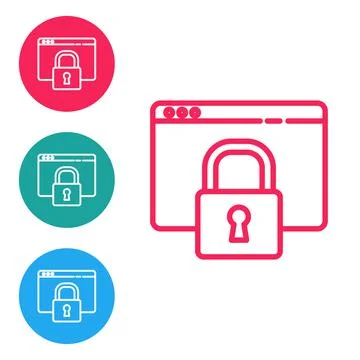Red line Secure your site with HTTPS, SSL icon isolated on white background 库存插图