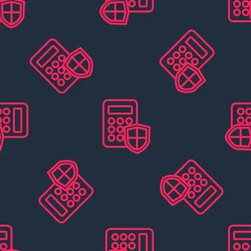 Red line Security system control panel with display icon isolated seamless イラスト素材