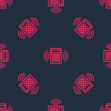 Red line Security system control panel with display icon isolated seamless 스톡 일러스트