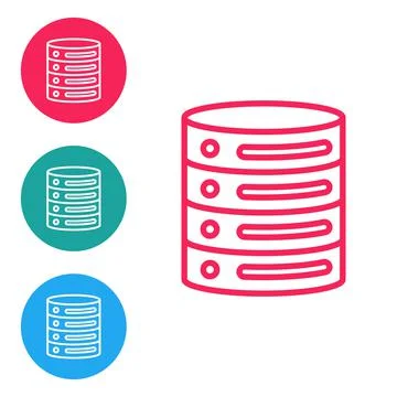 Red line Server, Data, Web Hosting icon isolated on white background. Set icons Stock Illustration