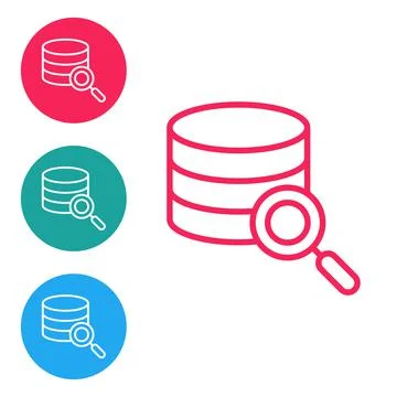 Red line Server, Data, Web Hosting icon isolated on white background. Set icons Stock Illustration