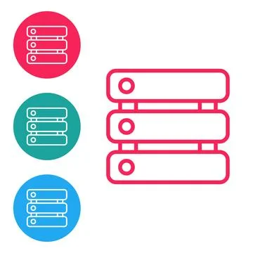 Red line Server, Data, Web Hosting icon isolated on white background. Set icons Illustrazione stock
