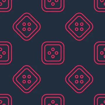 Red line Sewing button for clothes icon isolated seamless pattern on black ba 스톡 일러스트