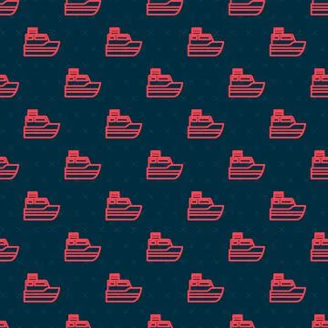 Red line Ship line path of ship sea route with start point GPS and black line Stock Illustration