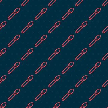 Red line Silver spoon icon isolated seamless pattern on black background Stock Illustration