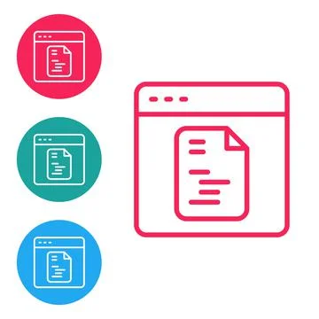 Red line Software, web developer programming code icon isolated on white 스톡 일러스트