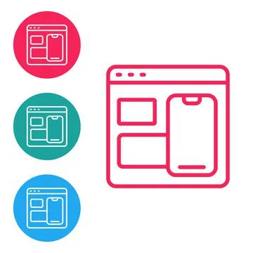 Red line Software, web developer programming code icon isolated on white Stock Illustration