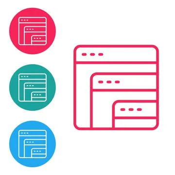 Red line Software, web developer programming code icon isolated on white Stock Illustration