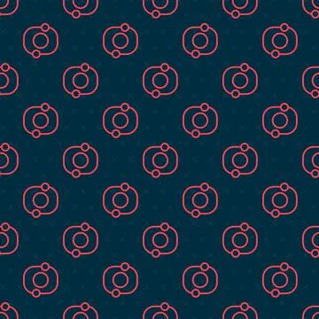 Red line Solar system icon isolated seamless pattern on black background. The Stock Illustration