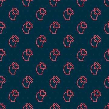 Red line Solution to the problem in psychology icon isolated seamless pattern on Illustrazione stock