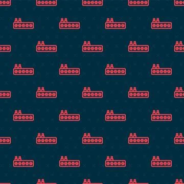 Red line Sound mixer controller icon isolated seamless pattern on black Stock Illustration
