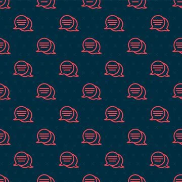 Red line Speech bubble chat icon isolated seamless pattern on black background 스톡 일러스트