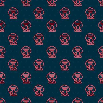 Red line Speech bubble chat icon isolated seamless pattern on black backgroun 스톡 일러스트