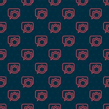 Red line Speech bubble chat icon isolated seamless pattern on black backgro.. イラスト素材
