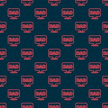 Red line Speech bubble dad icon isolated seamless pattern on black backgrou.. Stock Illustration
