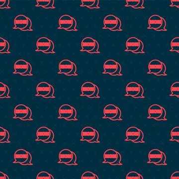 Red line Speech bubble mom icon isolated seamless pattern on black background Illustrazione stock