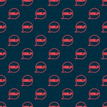 Red line Speech bubble with text Help icon isolated seamless pattern on black 스톡 일러스트