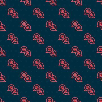Red line Speech bubbles with Question and Answer icon isolated seamless pattern Stock Illustration