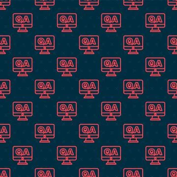 Red line Speech bubbles with Question and Answer icon isolated seamless pattern Illustrazione stock