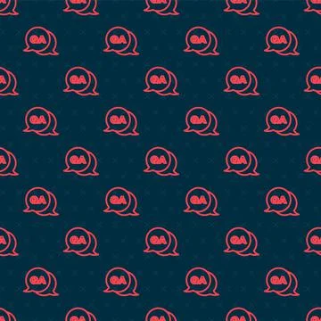 Red line Speech bubbles with Question and Answer icon isolated seamless pattern Stock Illustration