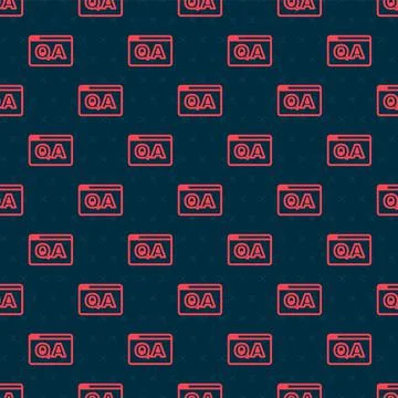 Red line Speech bubbles with Question and Answer icon isolated seamless pattern 스톡 일러스트