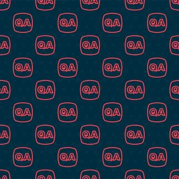 Red line Speech bubbles with Question and Answer icon isolated seamless pattern 스톡 일러스트