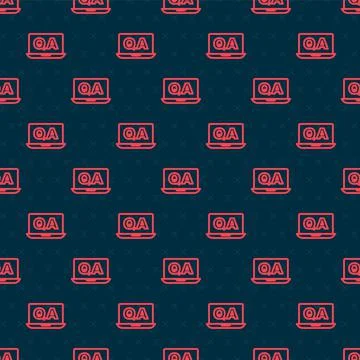 Red line Speech bubbles with Question and Answer icon isolated seamless pattern Illustrazione stock