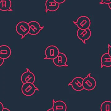 Red line Speech bubbles with Question and Answer icon isolated seamless pattern 스톡 일러스트
