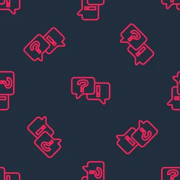 Red line Speech bubbles with Question and Answer icon isolated seamless pattern Illustrazione stock