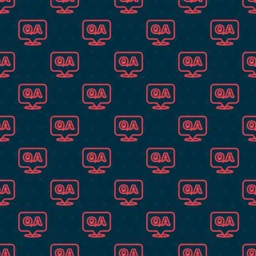 Red line Speech bubbles with Question and Answer icon isolated seamless pattern Stock Illustration