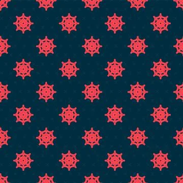 Red line Spider web icon isolated seamless pattern on black background. Cobweb Stock Illustration