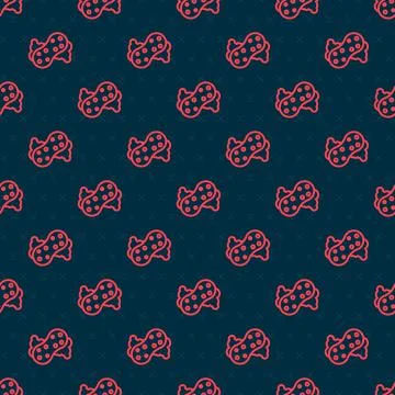 Red line Sponge with bubbles icon isolated seamless pattern on black background Stock Illustration