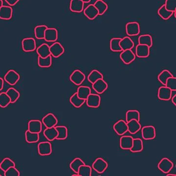 Red line Sugar cubes icon isolated seamless pattern on black background. Sweet Illustrazione stock
