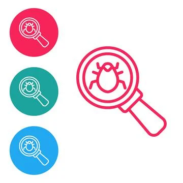 Red line System bug concept icon isolated on white background. Code bug concept Stock Illustration