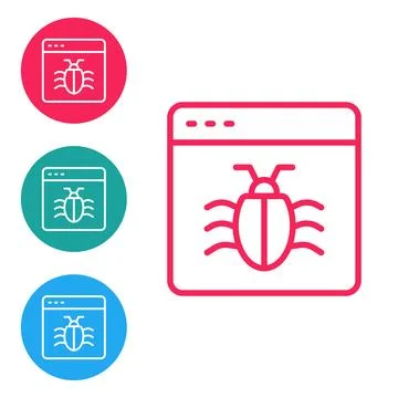 Red line System bug concept icon isolated on white background. Code bug concept Stock Illustration