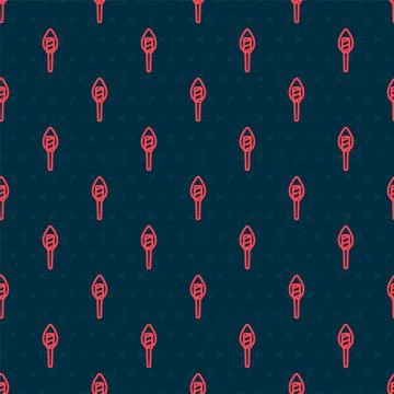 Red line Torch flame icon isolated seamless pattern on black background. Symbol 库存插图