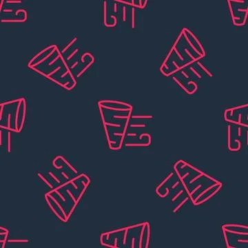 Red line Tornado icon isolated seamless pattern on black background. Vector Illustrazione stock