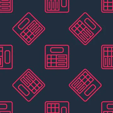 Red line Train station board icon isolated seamless pattern on black background Stock Illustration