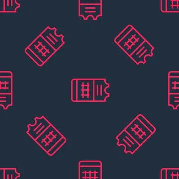 Red line Train ticket icon isolated seamless pattern on black background. Travel Stockillustratie