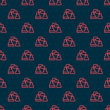Red line Two sitting men talking icon isolated seamless pattern on black Illustrazione stock