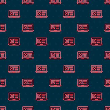Red line UI or UX design icon isolated seamless pattern on black background Stock Illustration