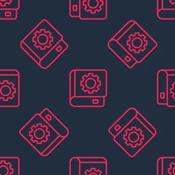 Red line User manual icon isolated seamless pattern on black background. User Stock Illustration