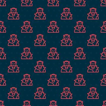 Red line Vampire icon isolated seamless pattern on black background. Happy Stock Illustration