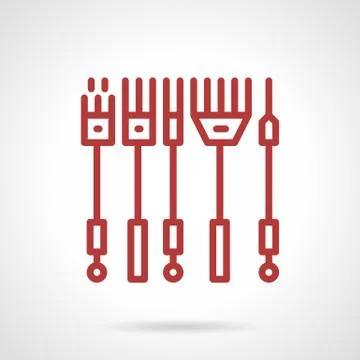 Red line vector icon for tattoo needles kit 스톡 일러스트