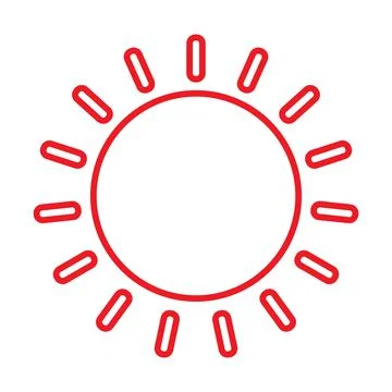 Red line vector sun icon isolated on white background Stock Illustration