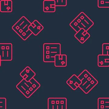 Red line Verification of delivery list clipboard icon isolated seamless pattern イラスト素材