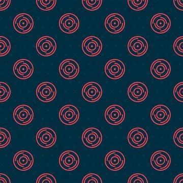 Red line Vinyl disk icon isolated seamless pattern on black background. Vector イラスト素材