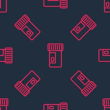 Red line Vitamin complex of pill capsule icon isolated seamless pattern on .. Stockillustratie